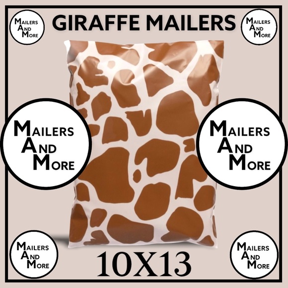 25 10X13 Giraffe Print / Brown Cow Poly Mailers PRICE IS FIRM CLEARANCE - Picture 4 of 8